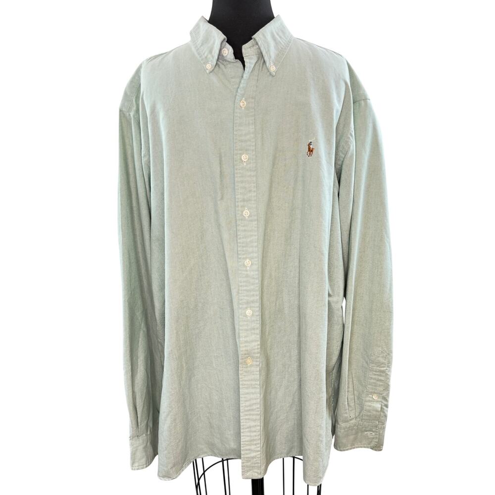 VINTAGE Ralph Lauren Green Men's Shirt Collared Classic Button-Down Size XXL